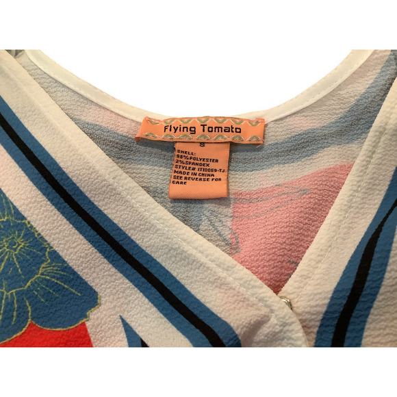 FLYING TOMATO TROPICAL PRINT CROP TOP S - Picture 6 of 6